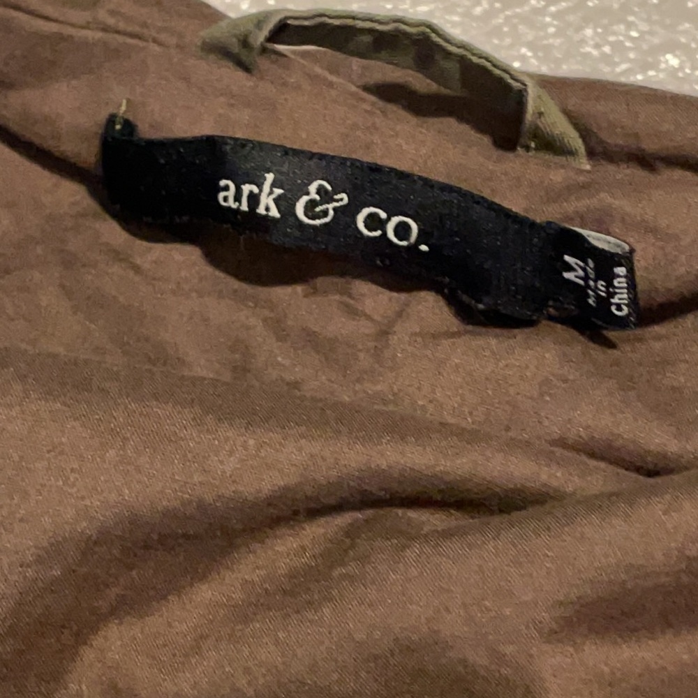 ark & co olive green, long hooded cargo jacket with a draw string waist. Medium - Picture 9 of 15